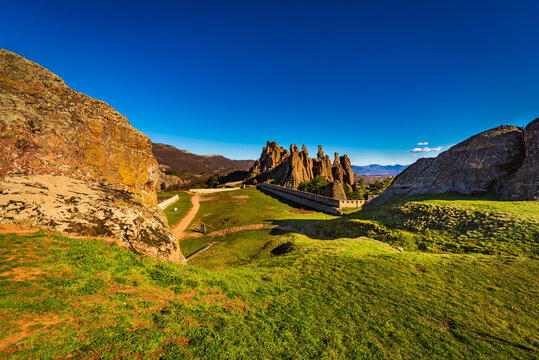 Panoramic view of the beautiful fortress Kaleto in Belogradchik, Bulgaria 