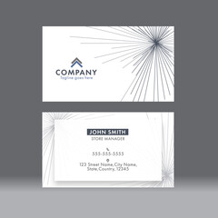 Front And Back View Of Business Card Templates In White Color.