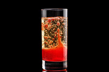 DIY Lava with oil, water and food coloring in glass
