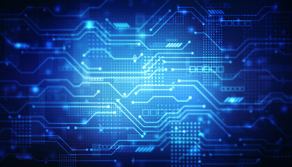 Abstract futuristic circuit board Illustration, Circuit board with various technology elements. Abstract Futuristic technology lines 