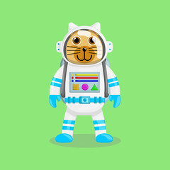 Illustration vector cartoon of cute brown dog with astronaut costume. Childish cartoon design suitable for product design of children's books, t-shirt, greeting cards etc