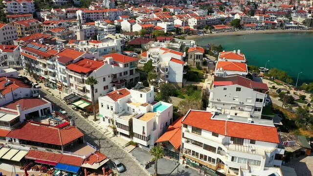 Aerial view of 'Datca' city and Aegean sea coast Mugla-TURKEY