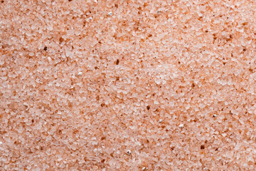 Himalayan pink salt texture top view. Stock photo.