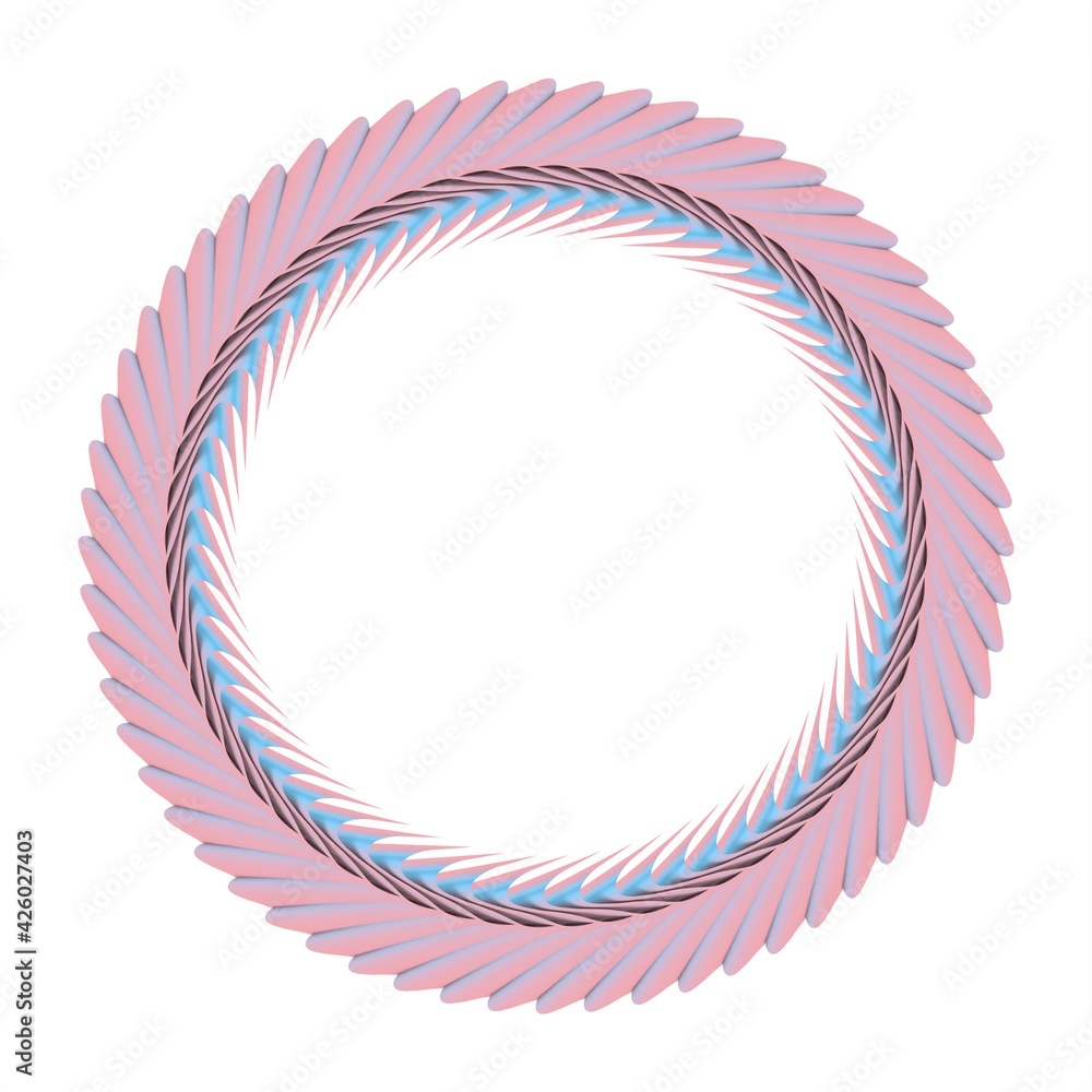 Aufkleber blue-pink pattern in the form of a circle on a white background. 3d rendering illustration. decor. c