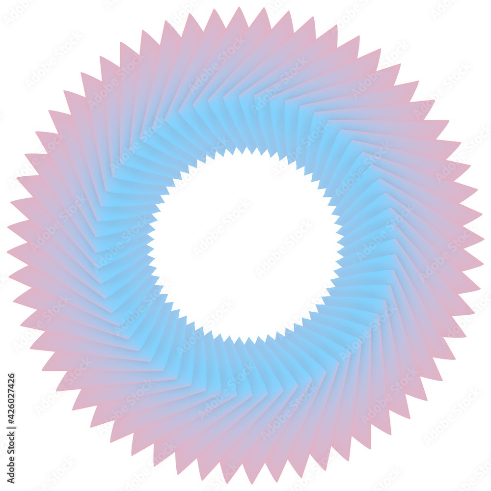 Poster blue-pink pattern in the form of a circle on a white background. 3d rendering illustration. decor. c