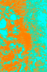 Abstract art background turquoise and orange fluid paint hand drawn illustration
