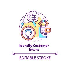 Identify customer intent concept icon. Digital marketing. Online strategy for business. Smart content idea thin line illustration. Vector isolated outline RGB color drawing. Editable stroke