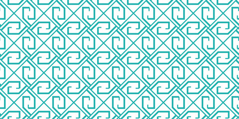 Greek key seamless pattern, vector geometric background, green meander ornament, roman line print. Abstract graphic illustration