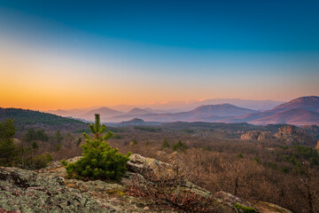 Beautiful scenery during sunrise in Balkan Mountains 