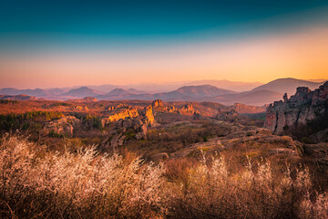 Fresh sunrise over the mountains in Belogradchik, Bulgaria 