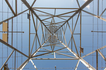 Electricity pylon from below