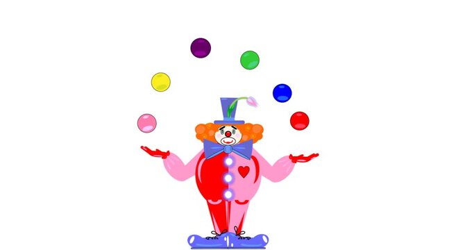 the abstract red clown with juggling balls