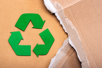 Top view of Symbol of recycling. Paper recycling concept