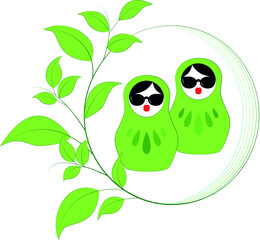Logo two nesting dolls in sunglasses