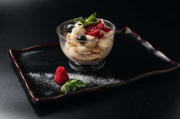Millefeuille french dessert with berries