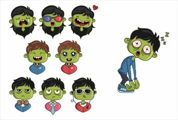 set of funny cartoon monsters, Cute zombies