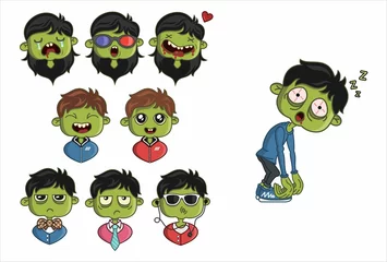 Fotobehang set of funny cartoon monsters, Cute zombies © kreginkoy