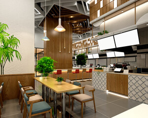 3d render of restaurant interior