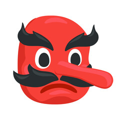 Goblin Emoji Icon Illustration. Red Mask Vector Symbol Emoticon Design Doodle Vector.