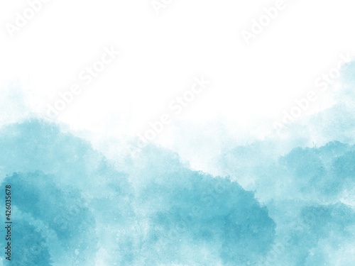 海の中のようなイメージの背景 青色の水彩画の壁紙 初夏 深海 Wall Mural Scenes Works