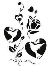 Beautiful flower. Conceptual design. Stylized floral symbol. Vector illustration, stencil.