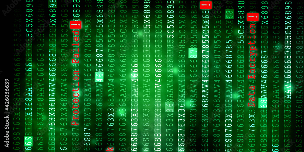 Poster 2d illustration abstract digital binary data on computer screen