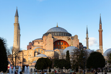 Fototapeta na wymiar Turkey. Istanbul. Sights of Istanbul. Hagia Sophia Mosque on Hagia Sophia Square.