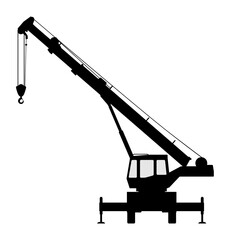 The crane Silhouette on a white background.