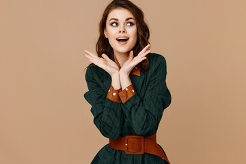 cheerful woman in suit emotions glamor cosmetics fashion isolated background