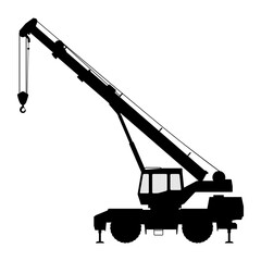 The crane Silhouette on a white background.