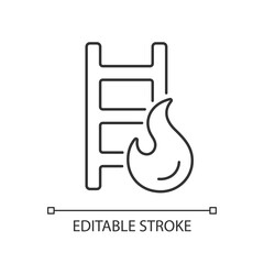 Fire escape ladder linear icon. Stairs in building for urgent evacuation. Fire safety. Thin line customizable illustration. Contour symbol. Vector isolated outline drawing. Editable stroke