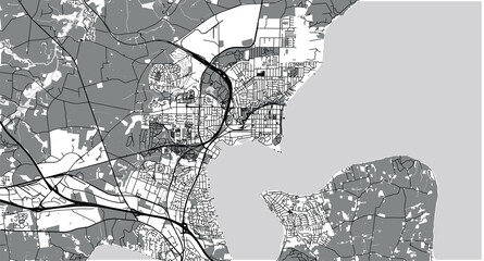 Urban vector city map of Fredericia, Denmark