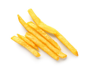 Naklejka na ściany i meble Tasty french fries on white background