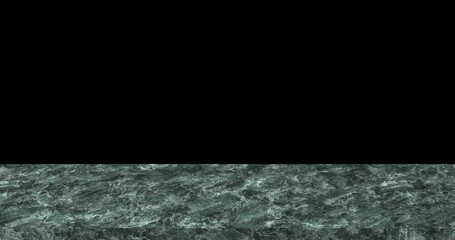 Empty green marble table top mock up display or montage products,  Product stand futuristic or podium pedestal on black background