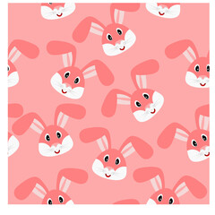 Seamless pattern with cute rabbit muzzle