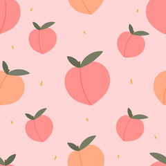 Peaches seamless pattern for apparel design, textile, fabric. Cute background with peaches fruits.