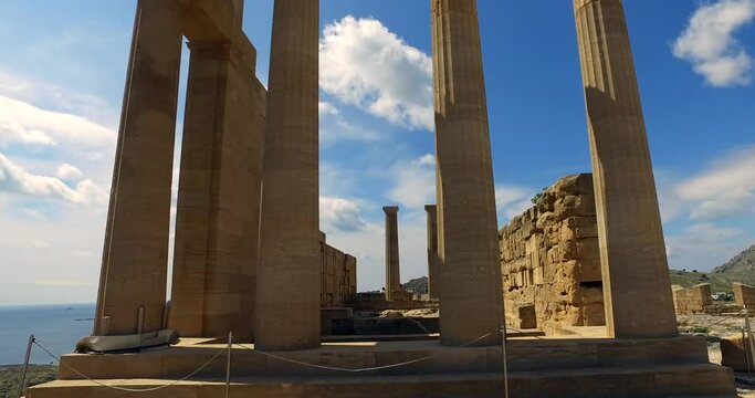 Lindos is the most impressive archaeological site on Rhodes. with the Lindos Acropolis rising dominantly on a steep cliff overlooking the sea, framed by mighty fortress walls.