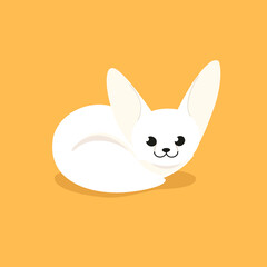 Cute fennec fox - cartoon animal character. Vector illustration in flat style isolated on gray background.