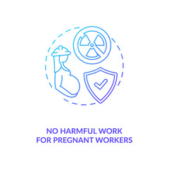 No harmful work for pregnant workers blue gradient concept icon. Expecting mother health safety. Migrant worker rights idea thin line illustration. Vector isolated outline RGB color drawing