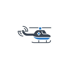 Emergency Helicopter Glyph Related Vector Icon. Flat Icon Isolated on the White Background. Editable EPS file. Vector illustration.