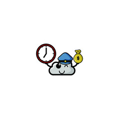 Cute Cloud Kawaii Cartoon Character Vector Illustration Design. Outline, Cute, Funny Style. Recomended For Children Book, Cover Book, And Other.