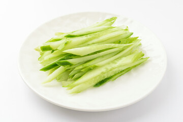 Sliced ​​cucumber on white background