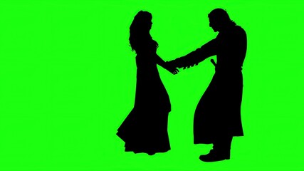 3d rendering  - silhouettes of people hugging   on green screen