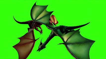  Dragon in fly - separated on green screen