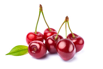 sweet cherry fruits isolated on white background