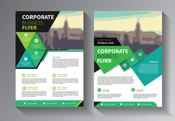 Business abstract vector template. Brochure design, cover modern layout, annual report, poster, flyer in A4 with colorful triangles, geometric shapes for tech, science, market with light background