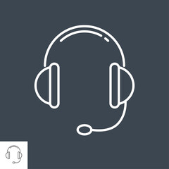 Support Related Vector Thin Line Icon. Isolated on Black Background. Editable Stroke. Vector Illustration.