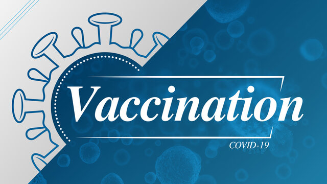 Vaccination concept image with Coronavirus Covid-19 SARS-CoV-2 virus vaccine. Template for background, banner, poster with text inscription.