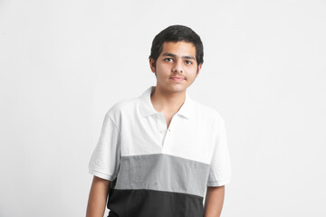 Fototapeta premium young indian boy showing expression on white background