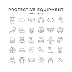 Set line icons of personal protective equipment